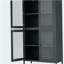 Armoire de rangement classique en métal avec 4 portes en verre et 4 tablettes-1992963784