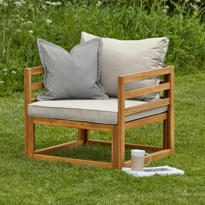 Rimasha Outdoor Lounge Chair, Natural & Natural Acacia