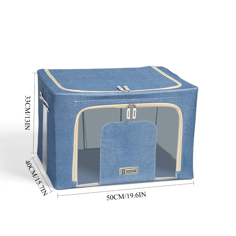 Bac de rangement pliable en tissu Oxford avec fenêtre transparente, organisateur de garde-robe résistant à l'eau, boîte de rangement pliable avec poignées pour vêtements, literie, couvertures, organisation de chambre à coucher et sous le lit