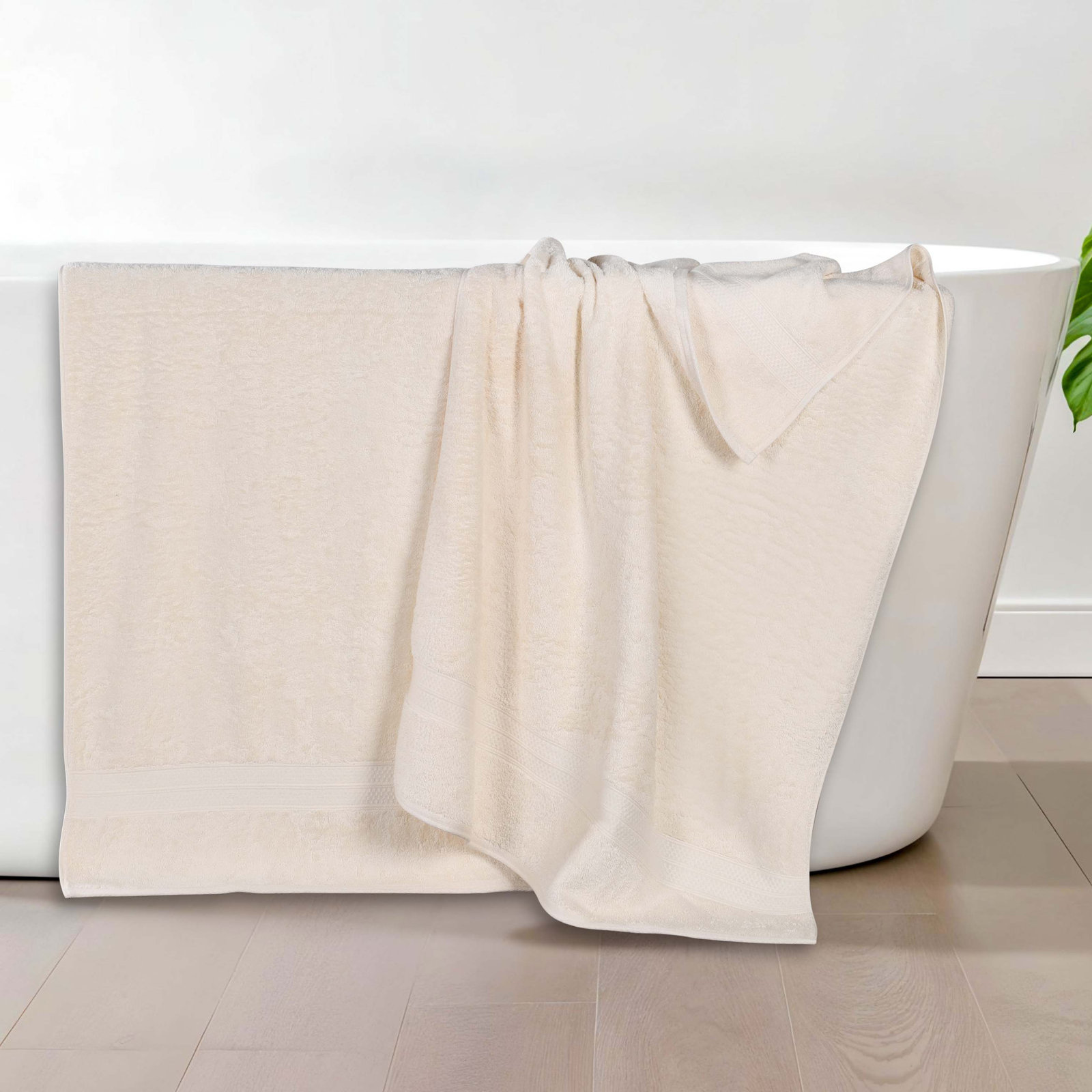 Nolhan Bamboo Cotton Bath Towel Set, Ivory