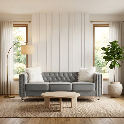 83" Velvet Square Arm Sofa