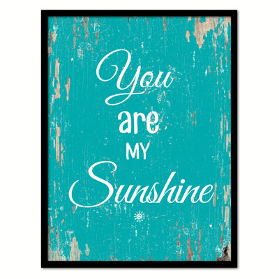 "You are My Sunshine", reproduction d’art textuel sur toile encadrée