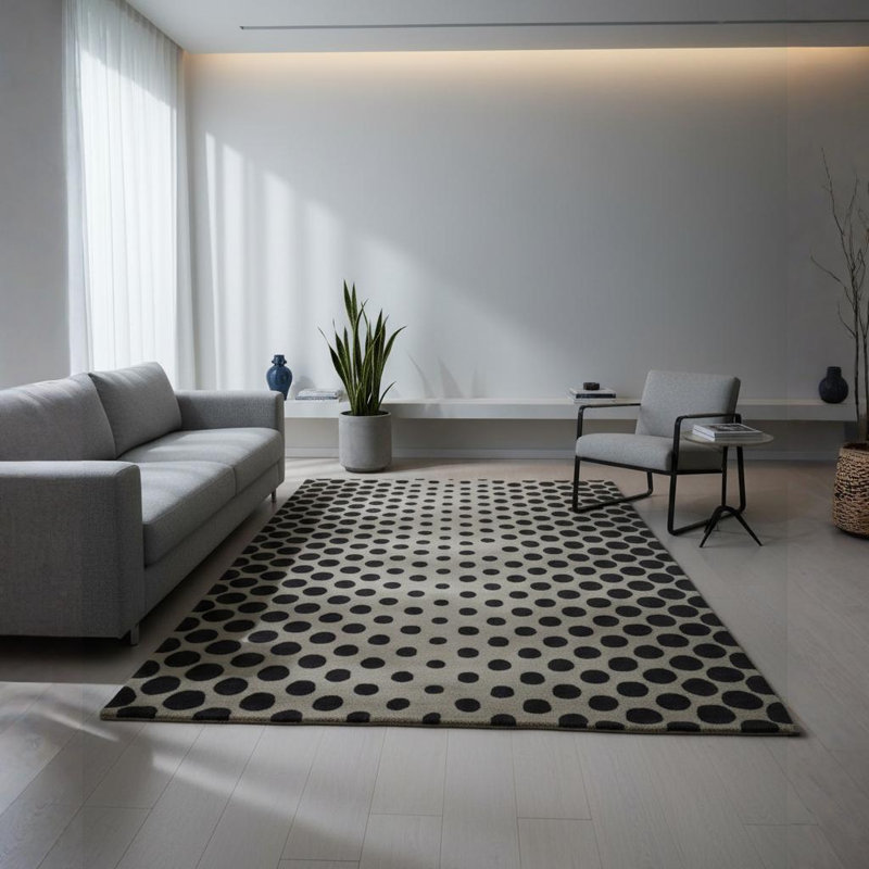 Tapis en laine à motif de pois Opir, 5 pi x 7 pi 6 po