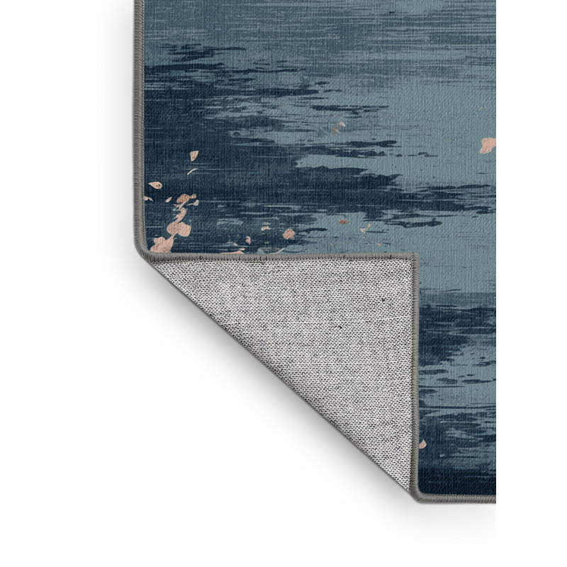 Tapis gris aquarelle lavable à la machine, Rectangulaire 2 pi x 3 pi