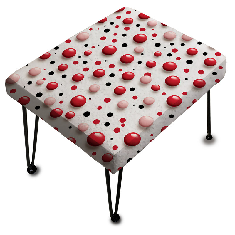 Repose-pieds rectangulaire à pois rouge Poupart