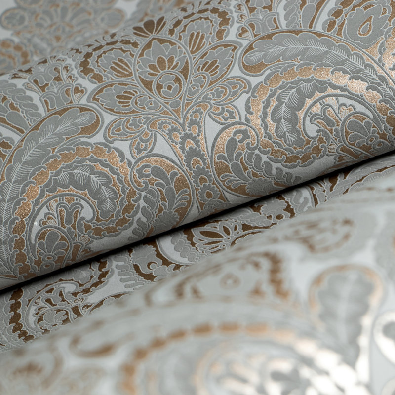 Adonea Ares 3D Embossed Metallic 33' L x 21" W Wallpaper Roll, Gray Copper
