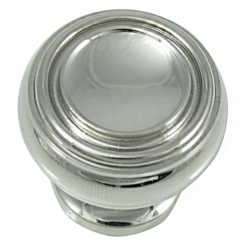 Polished Nickel Round Cabinet Knob with Mounting Hardware