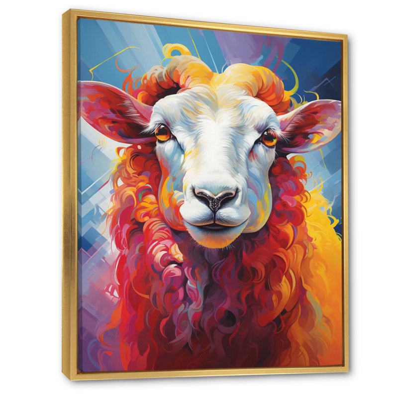 Popart Sheep Ewes I - reproduction sur toile, H 32 po x l 24 po x P 1 po, Cadre flottant doré