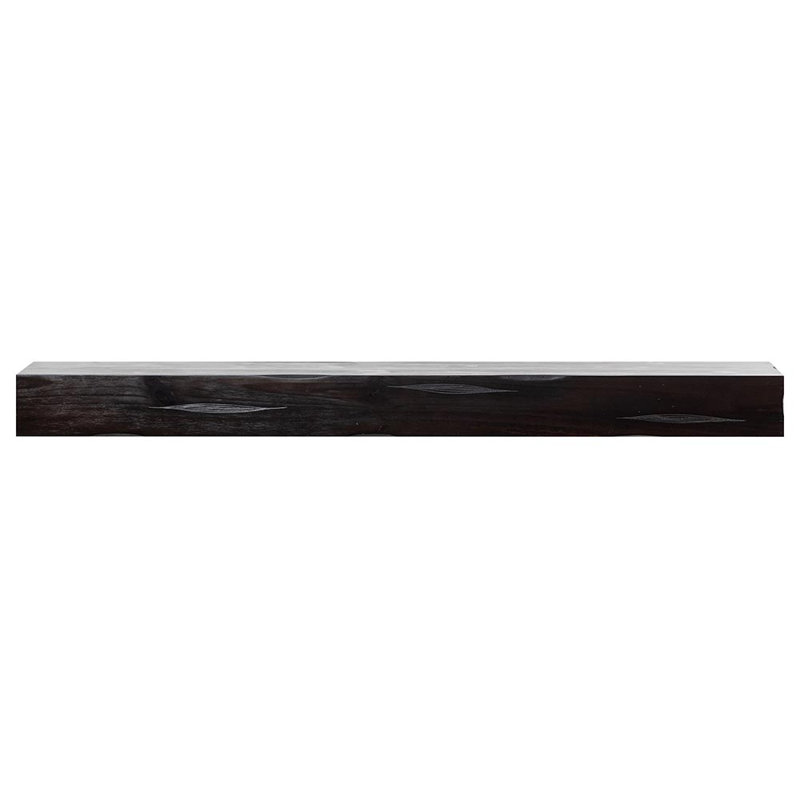 Tablette de manteau de cheminée en bois patiné avec corbeaux Kynsley, Grain de café rustique patiné, 60 po