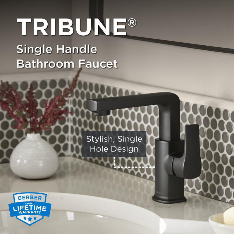 Robinet de salle de bain à poignée simple Gerber Tribune, Noir satiné