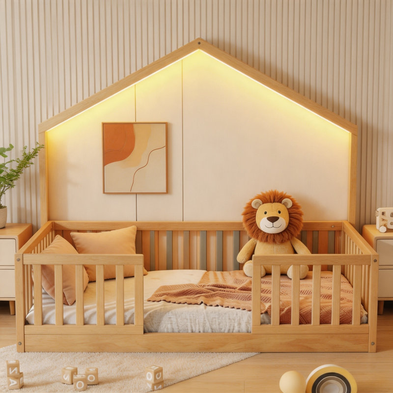 Lit double pour lit double Montessori, Lit double, Naturel