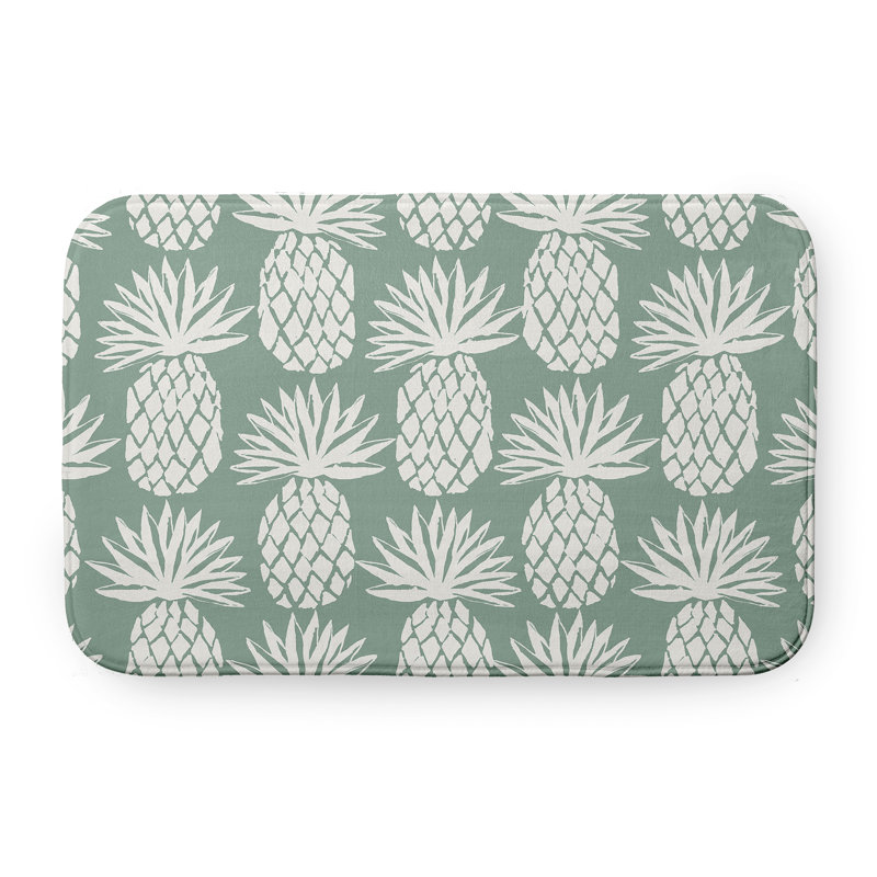 Tapis de bain à motif ananas, L 21 po x L 34 po, Vert