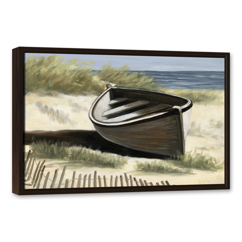Bateau solitaire - peinture, Toile brune avec cadre flottant, H 21,75 po x l 31,75 po x P 1,75 po