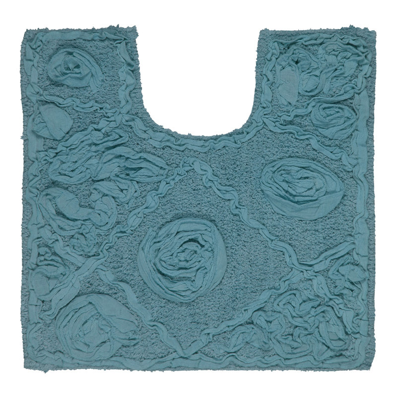 Schoenberger 100% Cotton Contour Bath Mat 20"x20", Light Blue