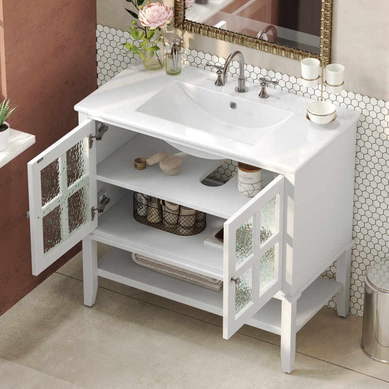 Meuble-lavabo moderne avec lavabo Sleek & Chic, Blanc