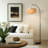 Wave Pendant 81 in. Arched LED Floor Lamp with Wicker Rattan Shade, Boho Style, Bulb Included
