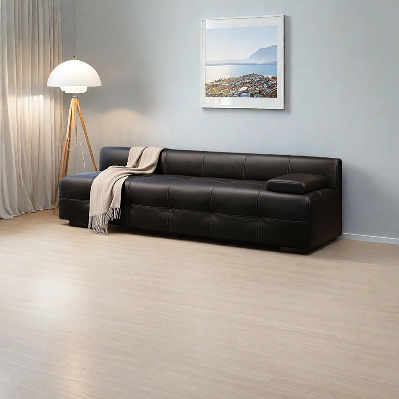 Élégante chaise longue élégante en similicuir, Orienté à droite, Noir