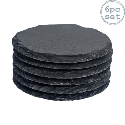 Argon Tableware - Round Slate Coasters - 10cm