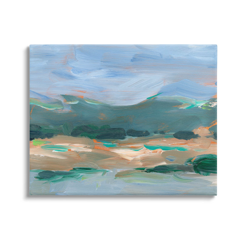 Abstrait paysage bleu ciel, estampe numérique par Ethan Harper, H 16 po x l 20 po x P 1,5 po, Toile tendue