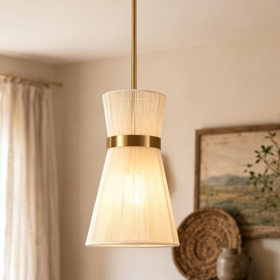 1-Light Hourglass Rattan Pendant Light