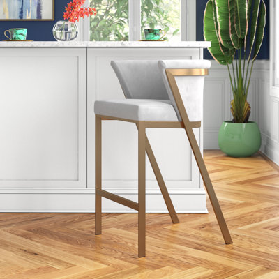 Berenice 26.5" Counter Height Gold Stainless Steel Barstool