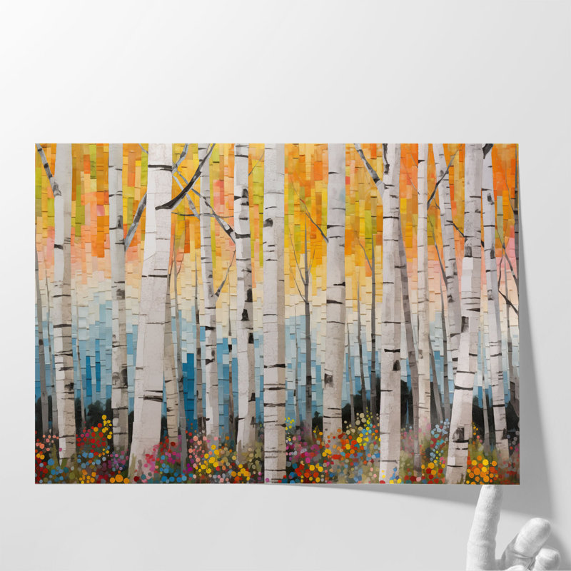 Birch Groove & Bloom - reproduction sur toile, Cadre flottant brun, H 8 po x l 12 po x P 1,25 po