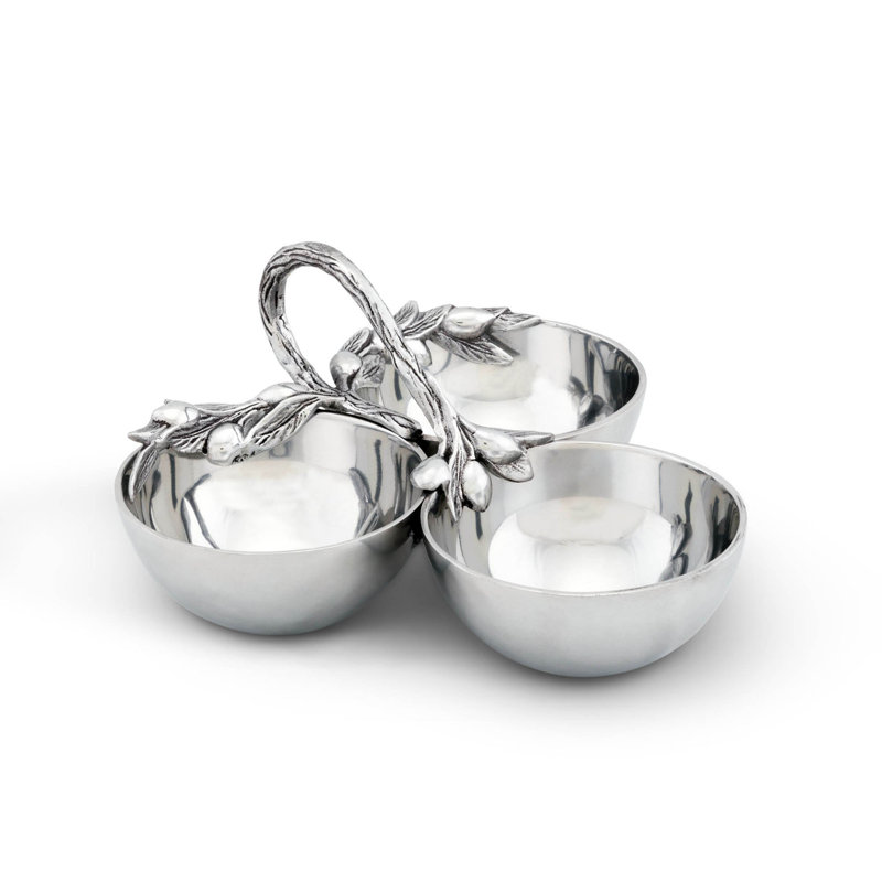Tuscan Aluminum 3-Compartment Olive Candy Serving Bowl