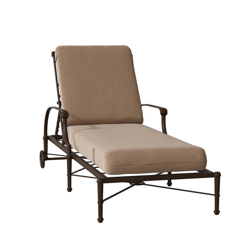 Delphi 32'' Outdoor Aluminum Chaise Lounge, Chestnut Brown, Canvas Navy Sunbrella® Canvas