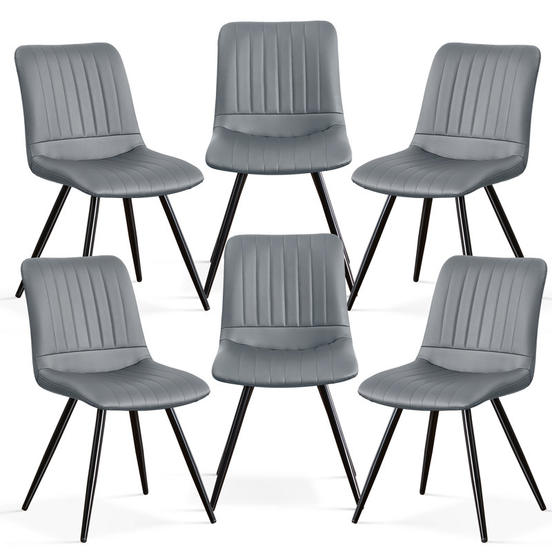 51.9938cm H Upholstered Metal Side Chair, Dark Gray, 6