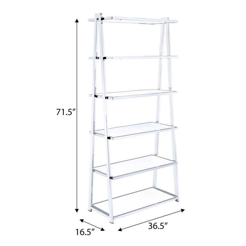 Bibliothèque moderne blanche avec 6 tablettes fixes - Élément décoratif élégant à 6 tablettes avec rangement fonctionnel