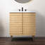 Aubier l 30 po x P 18 po x H 33 po Meuble-lavabo de salle de bain à lattes linéaires à 2 tablettes d'épaisseur seulement (lavabo non inclus), chêne-93805400