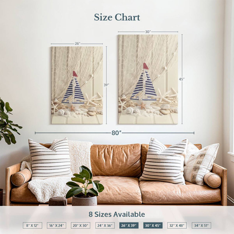 Aletra décor et voilier, H 39 po x l 26 po