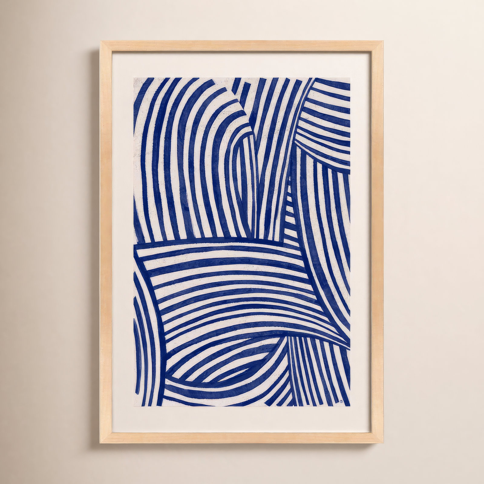 Blue Waves 1 by Marco Marella for Studio M - Framed Wall Art, Maple Framed, 26.5" W x 38" H