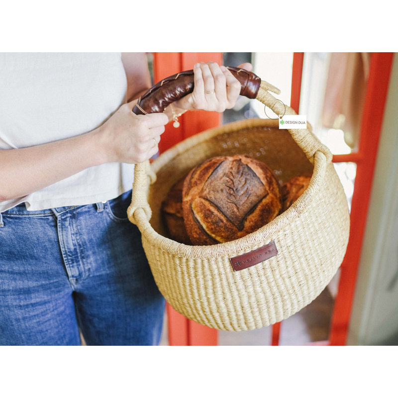 Bolga Handmade Wicker Decorative Basket, Brown