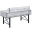 Bureau d'ordinateur antique à 5 tiroirs blanc et noir avec beaucoup de rangement et base en métal pour les espaces de travail modernes