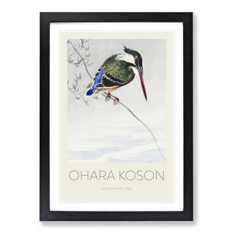 A Kingfisher by Ohara Koson - Picture Frame Painting, Black Framed, 65cm H x 48cm W x 2cm D