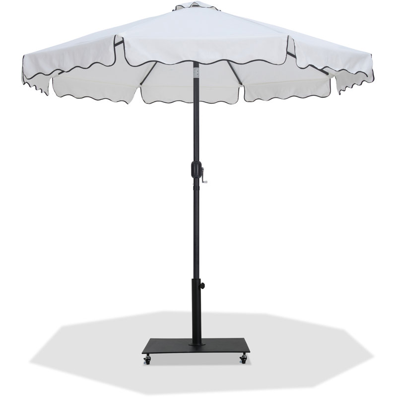 Ensemble de parasol en aluminium avec passepoil Amalfi, Blanc, Noir