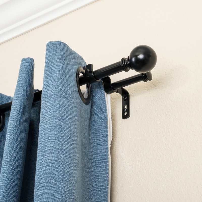 Tringle à rideaux double Aari, 86" - 128", Noir pétrole