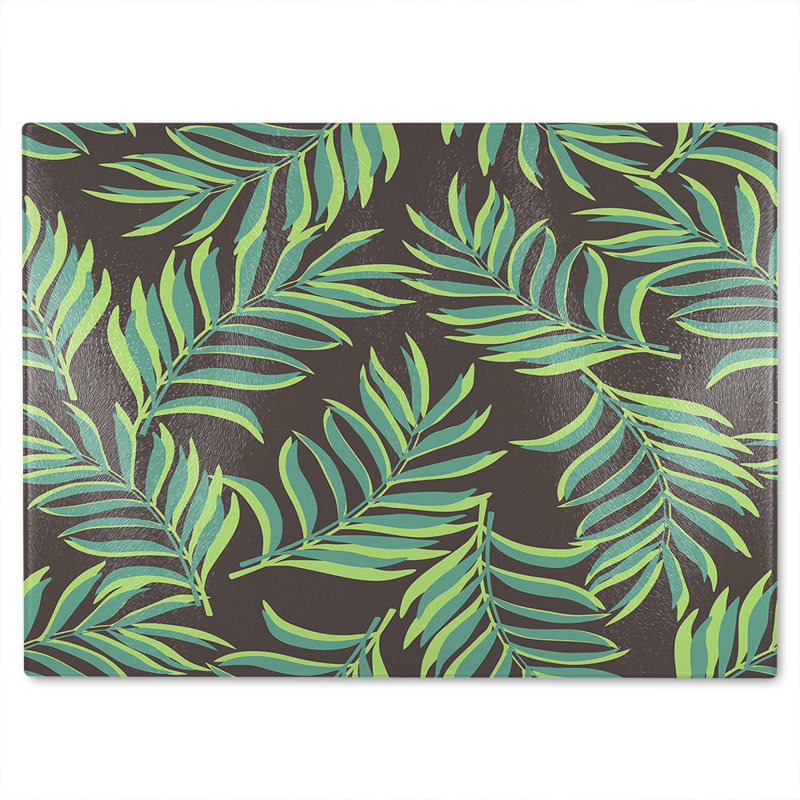 Palm Leaves Glass Chopping Board