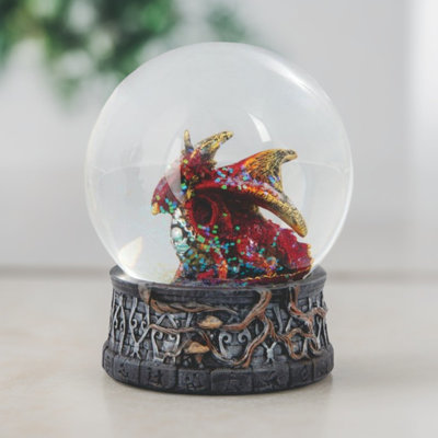 4"H Red Dragon Snow Globe