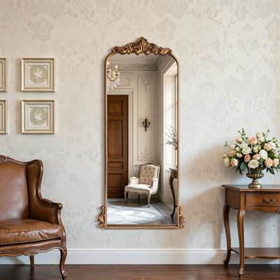 Arched Full Length Mirror Vintage Standing Floor Mirror Metal rame Full Body Mirror