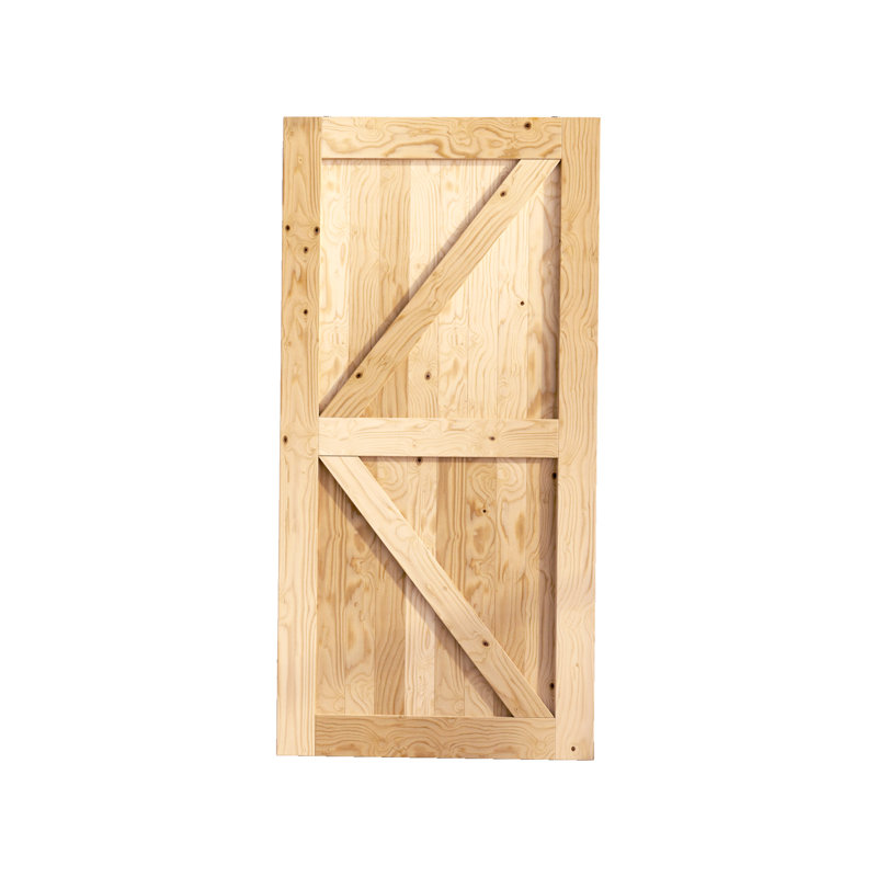 Porte de grange en bois de pin massif 5-en-1 de conception non finie / non assemblée seulement, 60 po x 84 po