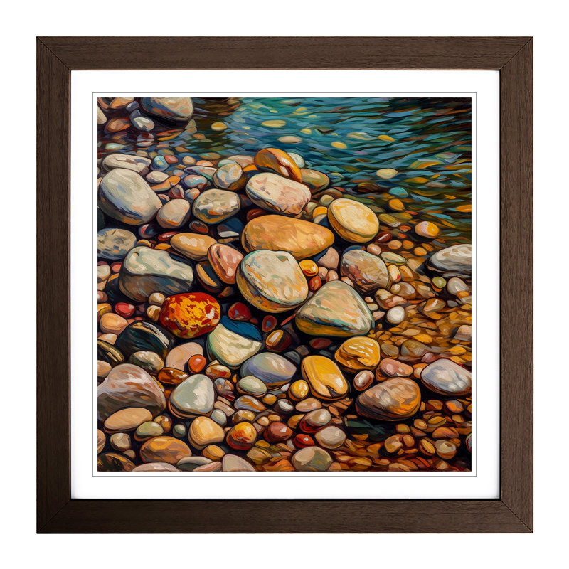 Pebbles Neo-Impressionism - Framed Print, Walnut
