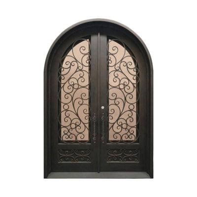 Veiled Arch Iron Double Doors