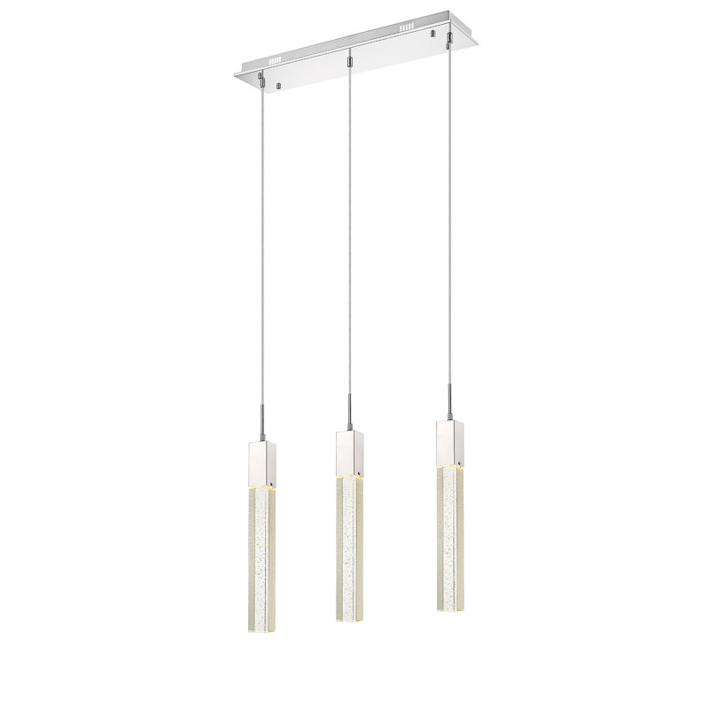 Aspen 3 - Light LED Pendant, Chrome, Clear Glacier K9