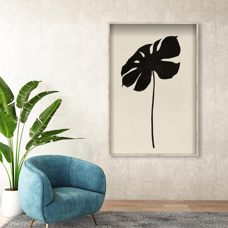 Oliver Gal Dark Leaf II Botanical - Luxury Shadowbox Framed Wall Art, 32'' H x 22'' W, Cream
