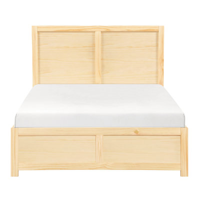Structure de lit double, style contemporain, bois de pin naturel, rails et plateforme avec lit gigogne, taille, lattes de la tête de lit
