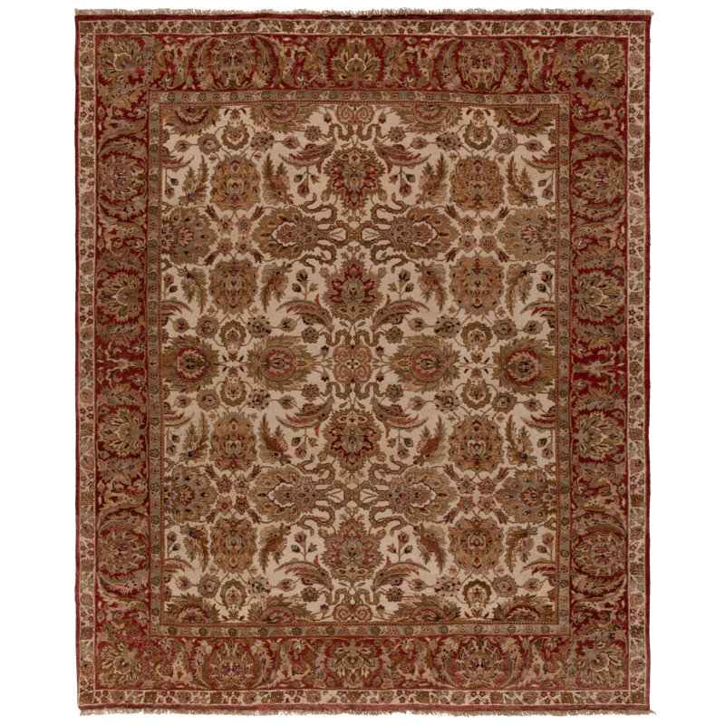 Magill Wool Pile Oriental Rug in Ivory, Rectangle 8' x 10'