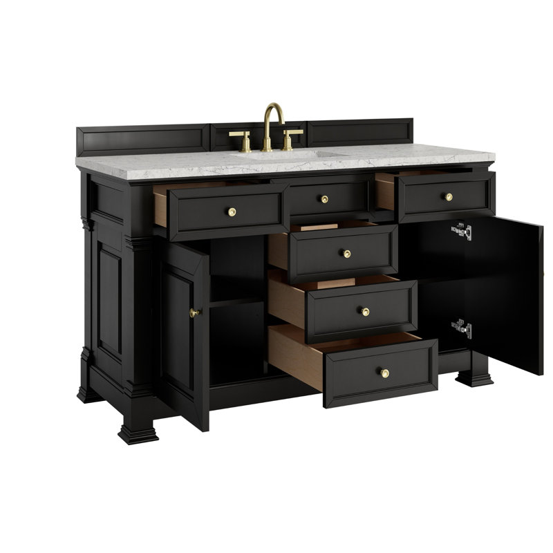 Brookfield Single Vanity, Widespread, Eternal Jasmine Pearl, Black Onyx