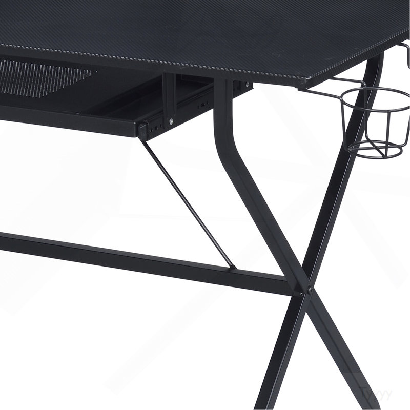 Bureau d'ordinateur noir avec plateau pour clavier
